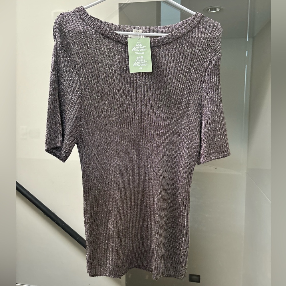 Brand New H&M Silver Shimmer Knit Top